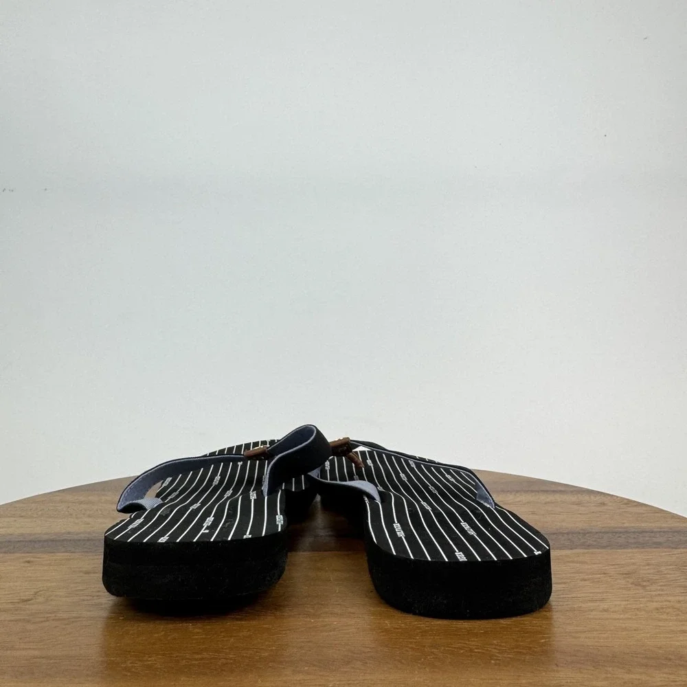 New Womens‎ Tommy Hilfiger Cemile Black Striped Thong Flip Flops Sandals Size 10